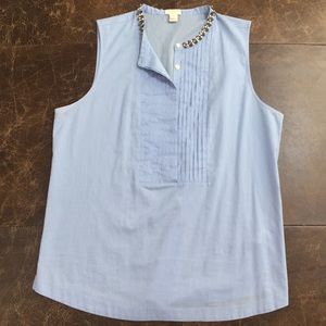 Light blue J crew sleeveless blouse